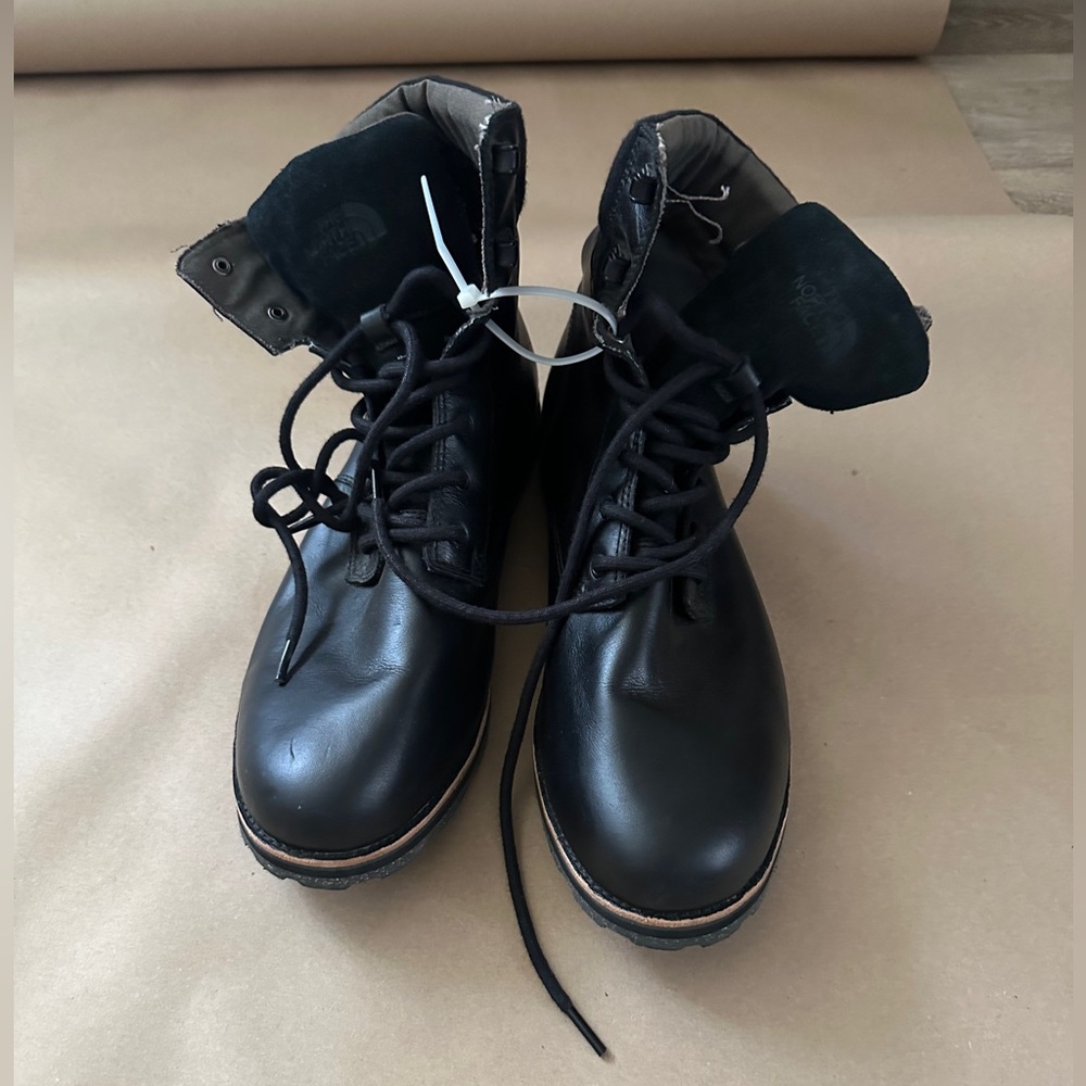 THE NORTH FACE 100 Gram Black Leather Boots Lace-Up SIZE 14 MEN’S Rugged Outdoor - Picture 8 of 14